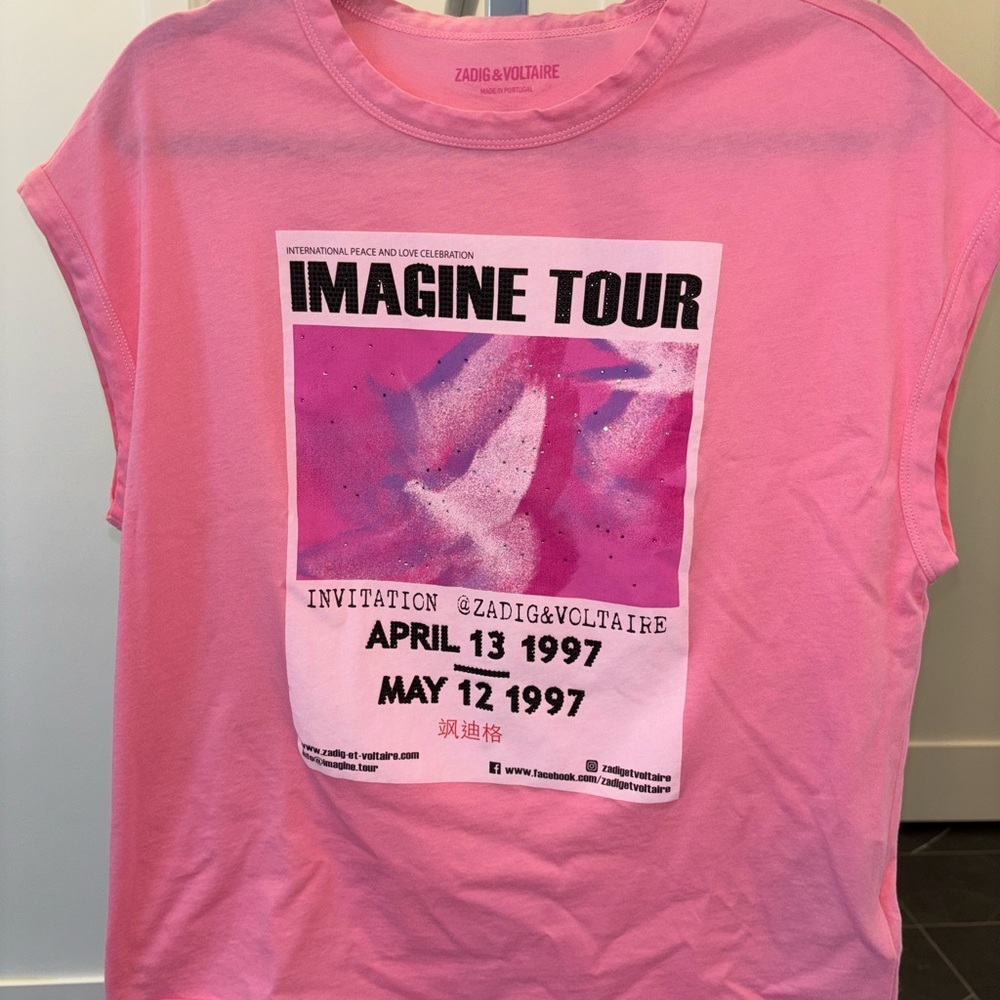 Zadig & Voltaire Pink ‘Imagine Tour’ Graphic Tee
